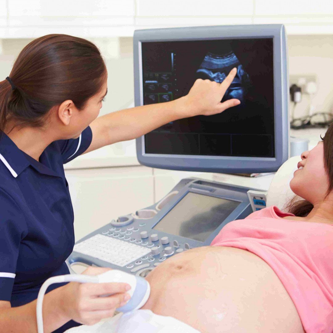 Obstetrician consulting a pregnant patient at Heal Tree Hospital Neelankarai